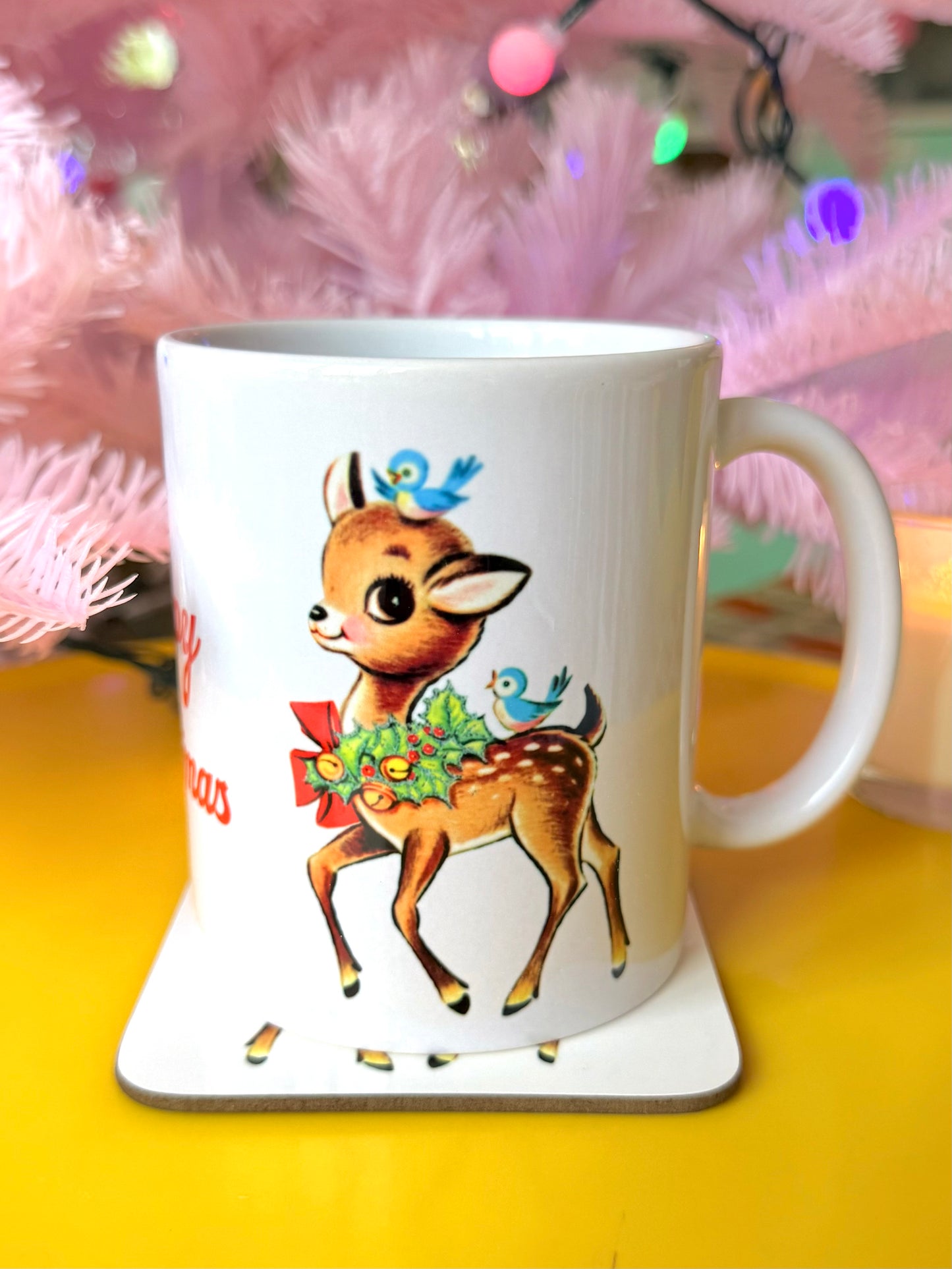Kitsch Christmas Deer Mug and Coaster Set, Secret Santa Gift