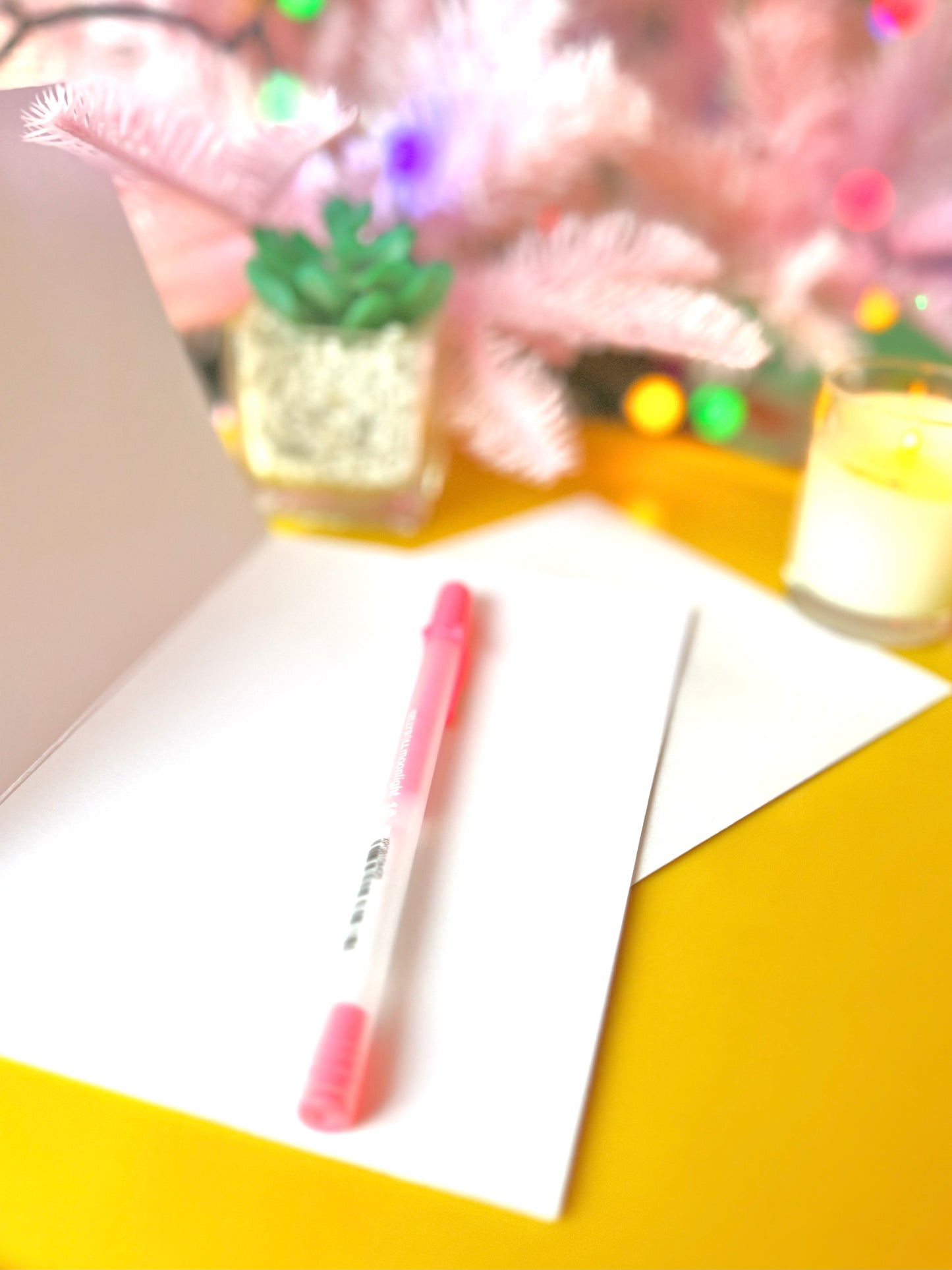 Pink Christmas Bauble Card, Blank inside, Retro Pastel Xmas Card,