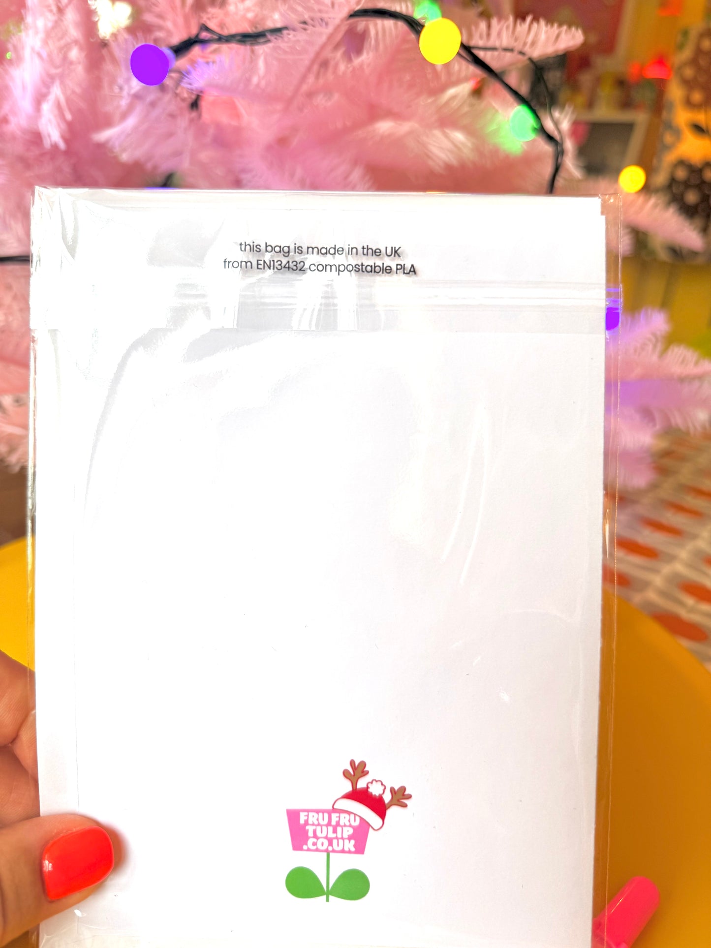 Pink Christmas Bauble Card, Blank inside, Retro Pastel Xmas Card,