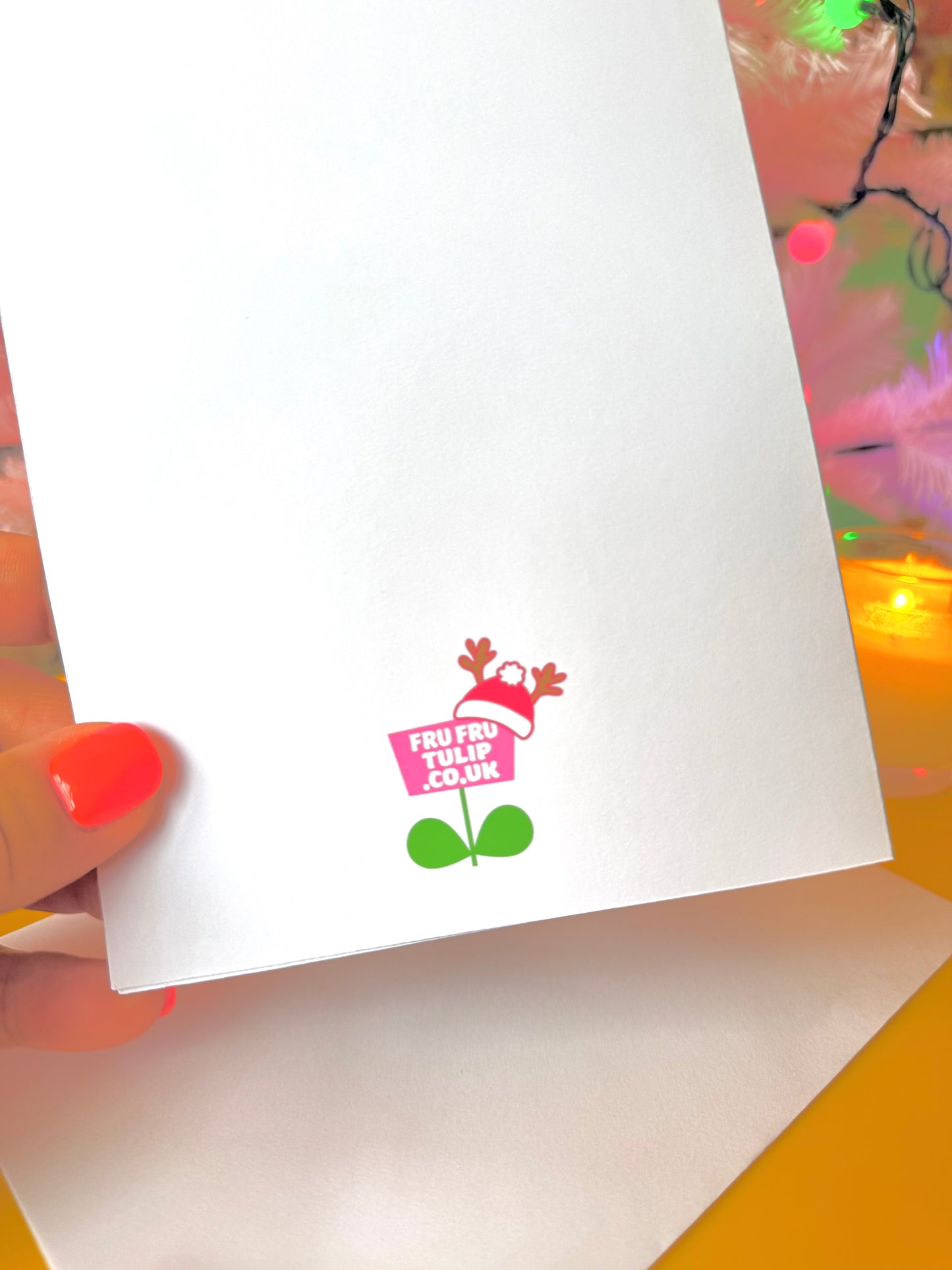 Pink Christmas Bauble Card, Blank inside, Retro Pastel Xmas Card,