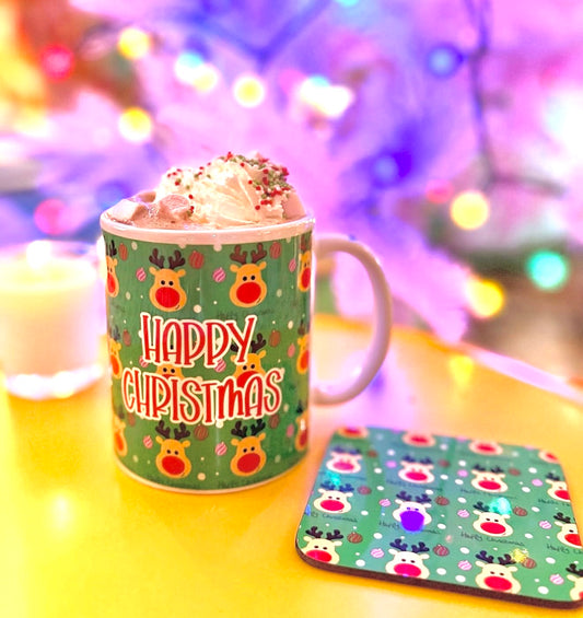 Christmas Mug and Coaster Gift Set, Secret Santa Gift, Stocking Filler