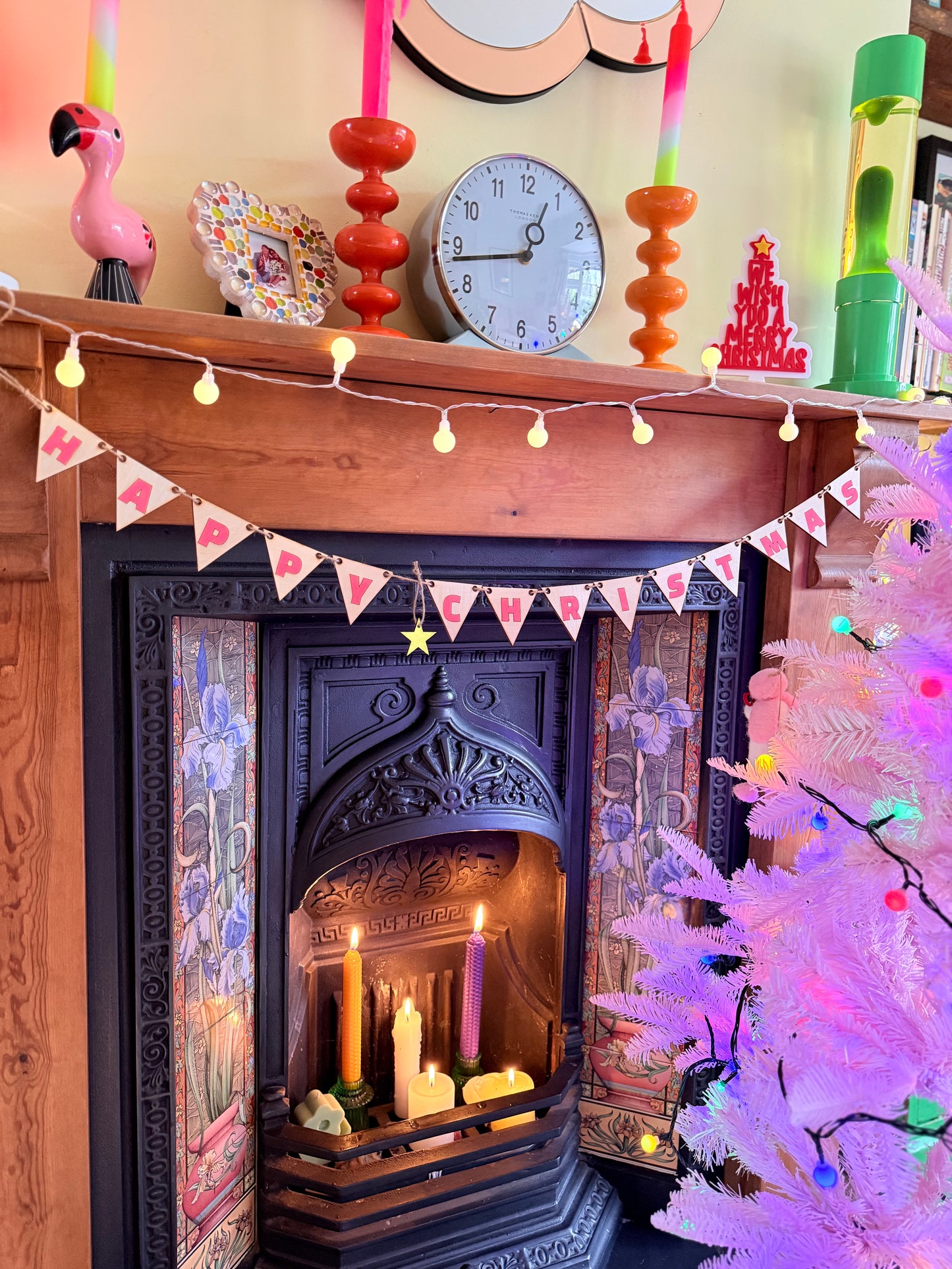 Mini Wooden Christmas Bunting laser cut from Basswood, available in two sizes