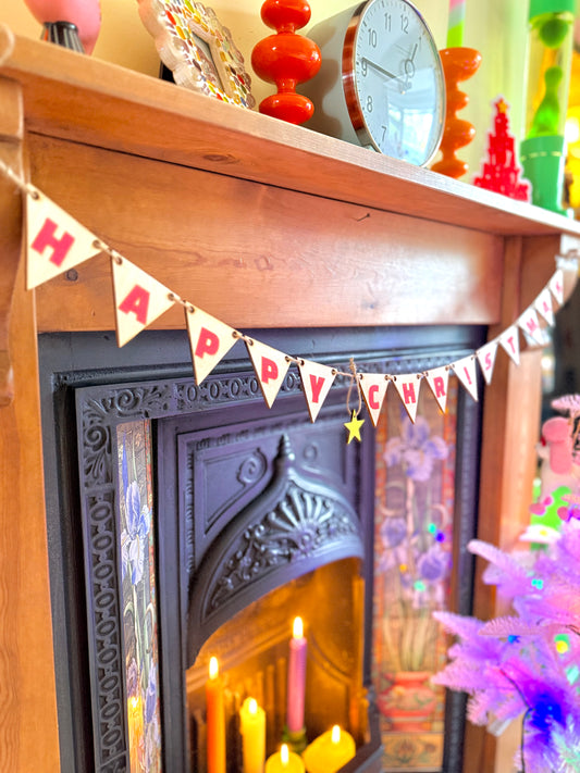 Mini Wooden Christmas Bunting laser cut from Basswood, available in two sizes