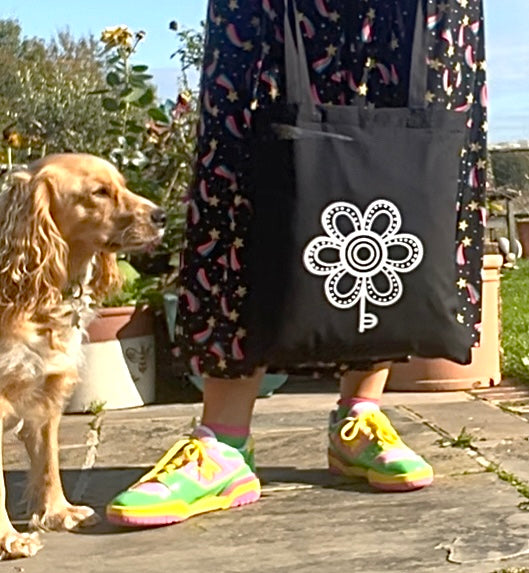 Black Screen Printed Tote Bag