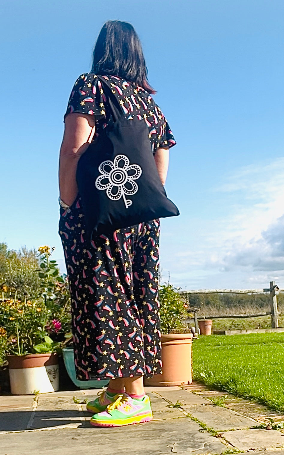 Black Screen Printed Tote Bag