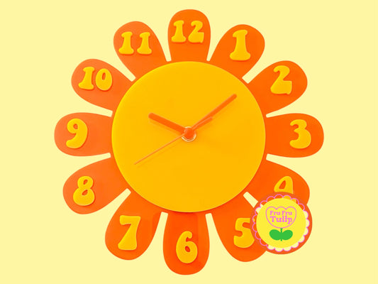 Retro Flower Wall Clock 25cm