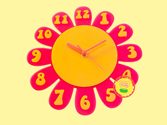 Retro Flower Wall Clock 25cm