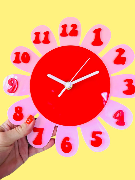 Retro Flower Wall Clock 25cm