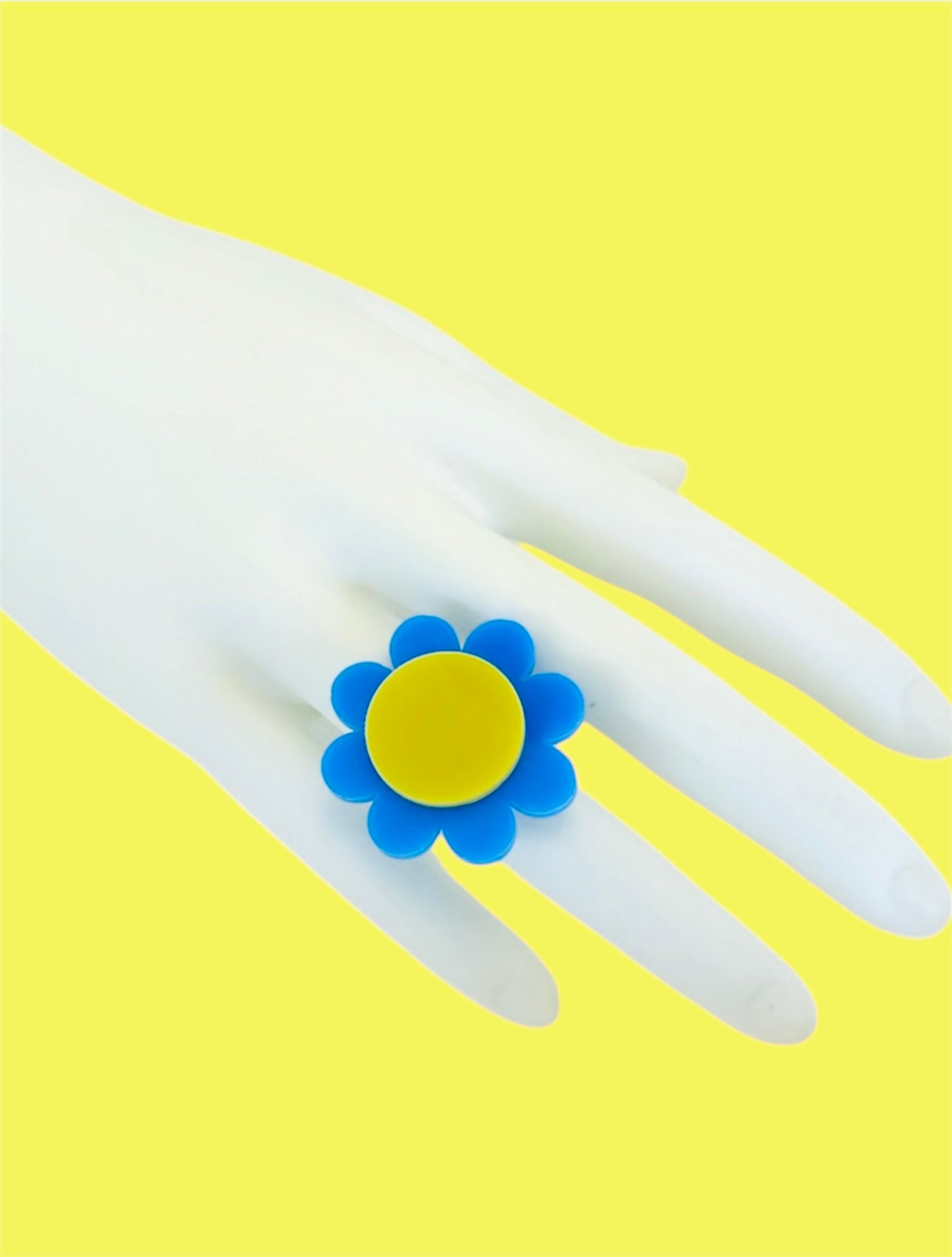Statement Retro Flower, Adjustable, Silver Plated Ring