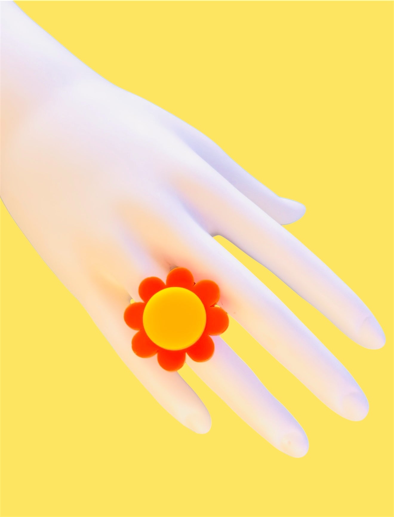 Statement Retro Flower, Adjustable, Silver Plated Ring