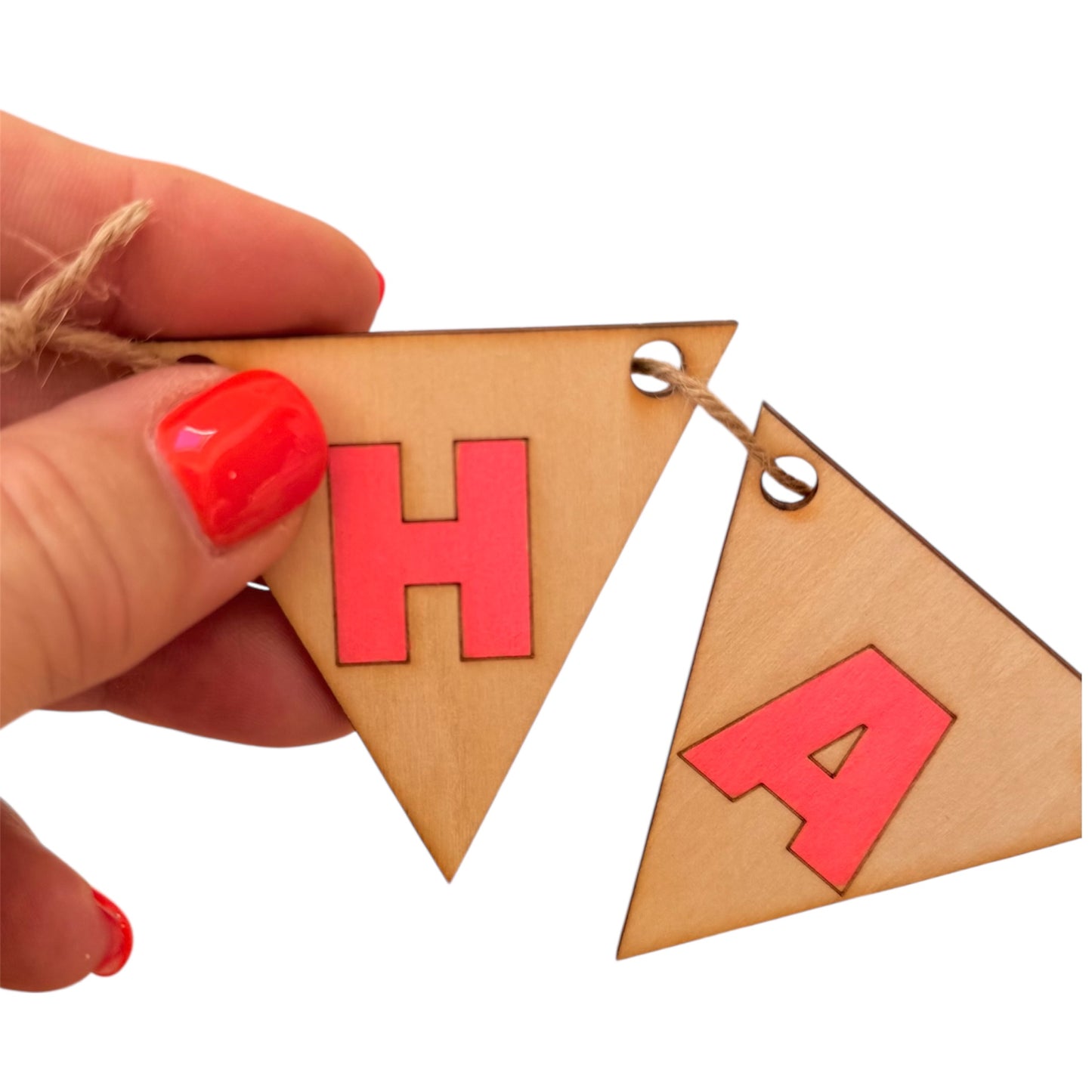 Mini Wooden Christmas Bunting laser cut from Basswood, available in two sizes
