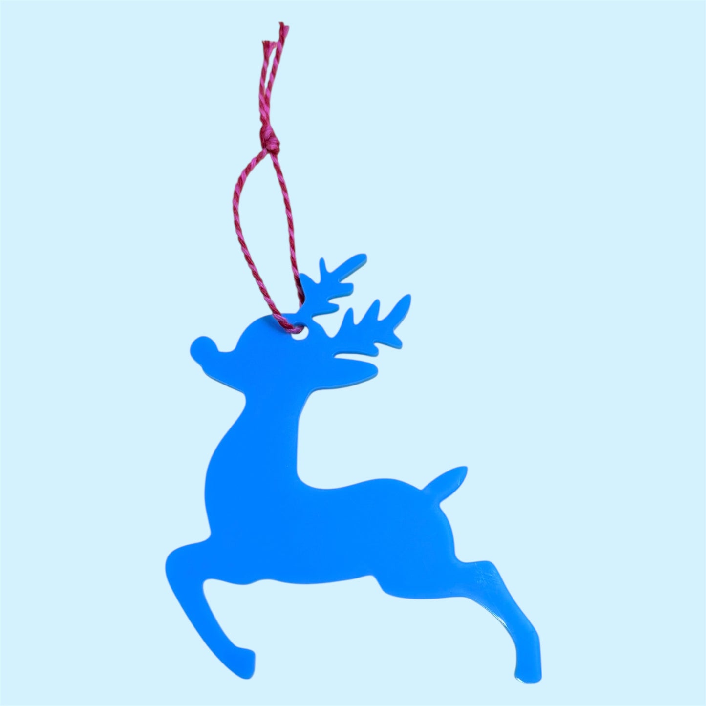 Hanging Reindeer Christmas Tree Decoration, All the colours of the Rainbow.