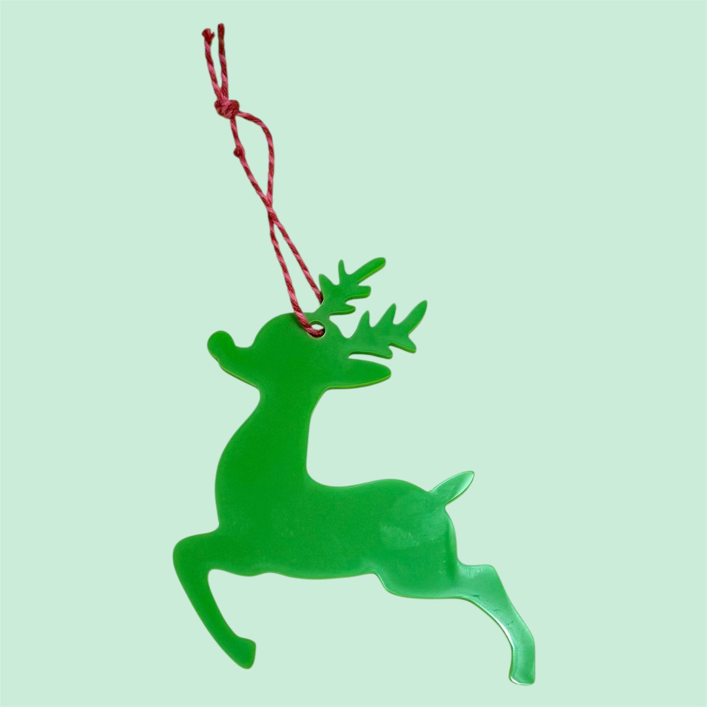 Hanging Reindeer Christmas Tree Decoration, All the colours of the Rainbow.