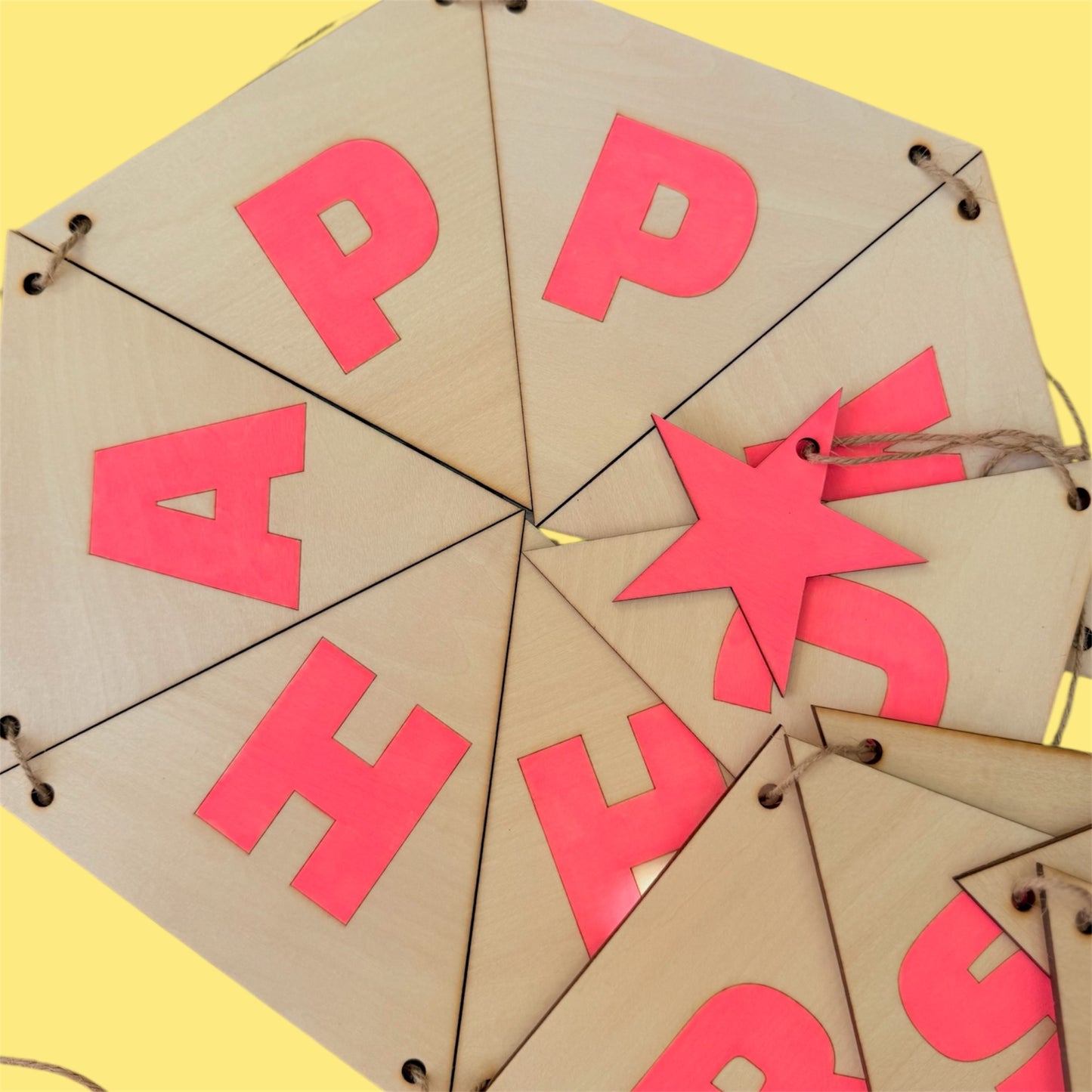 Wooden Christmas Bunting laser cut from Basswood, available in two sizes