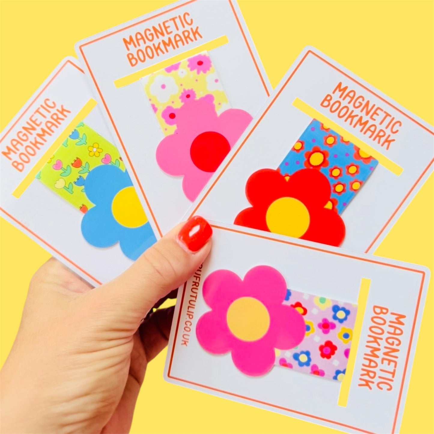 Magnetic Bookmark, Retro Flower Colourful Design