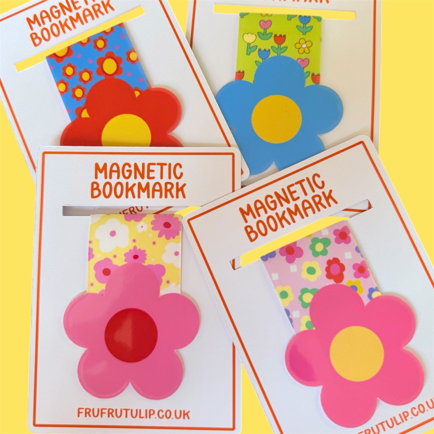 Magnetic Bookmark, Retro Flower Colourful Design