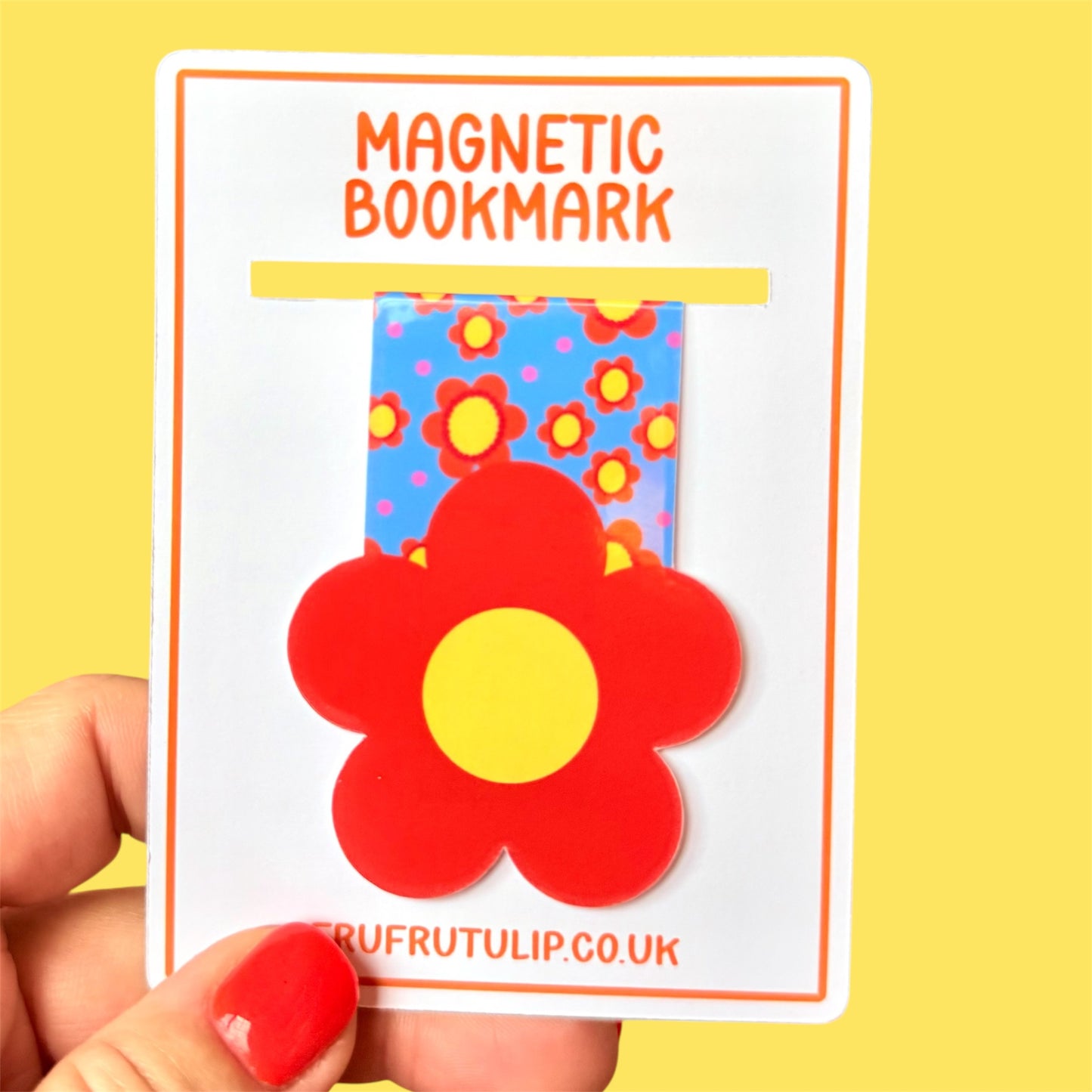 Magnetic Bookmark, Retro Flower Colourful Design