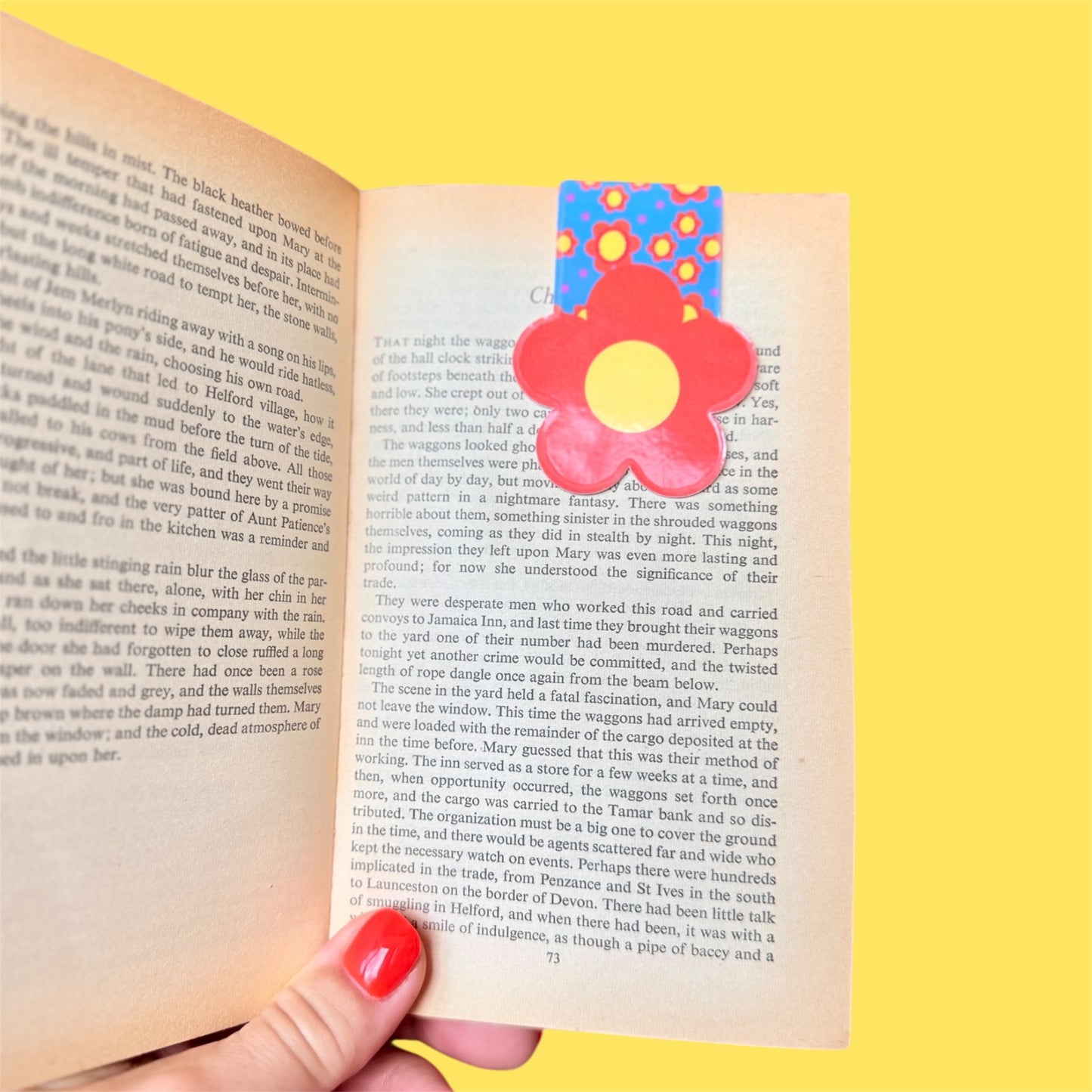 Magnetic Bookmark, Retro Flower Colourful Design