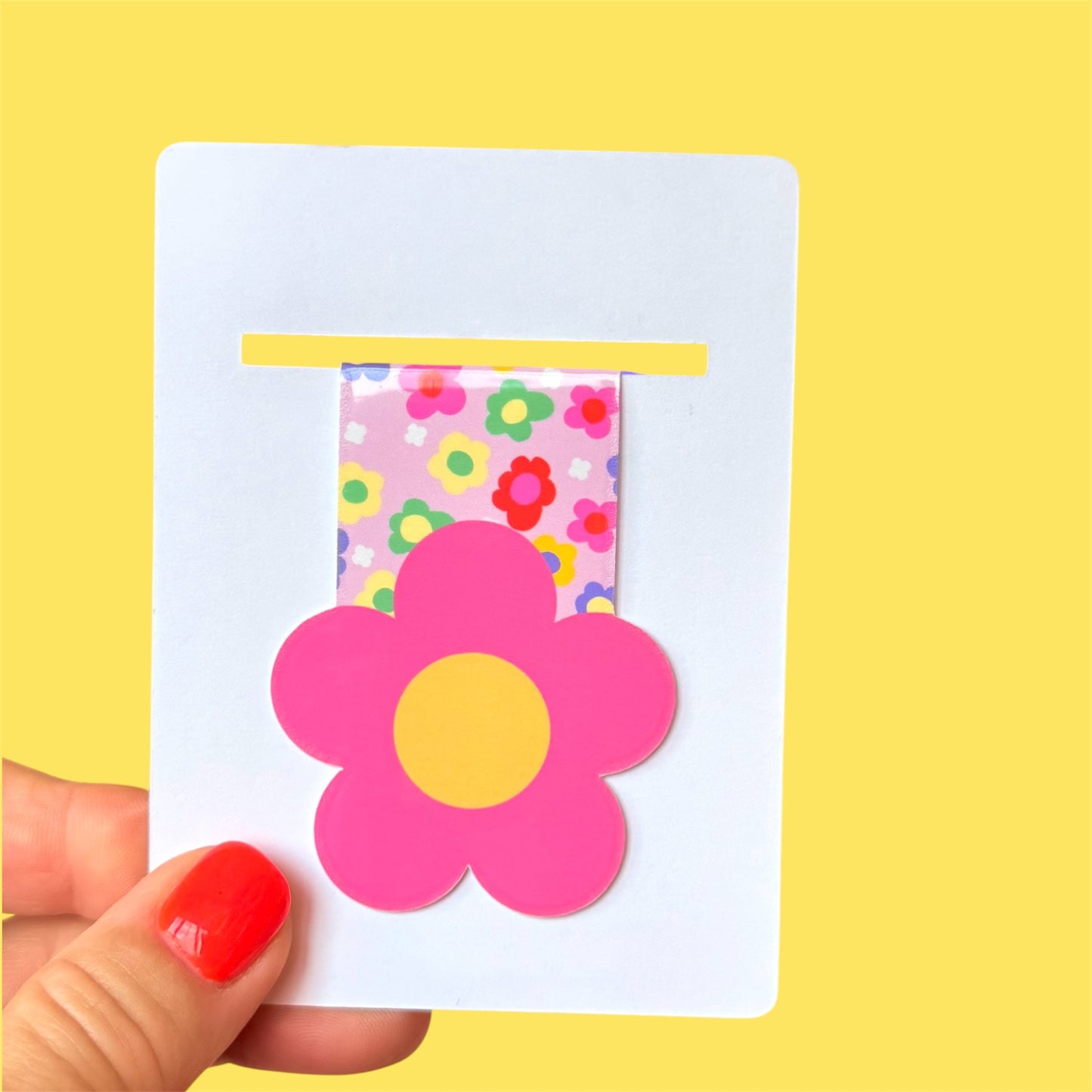 Magnetic Bookmark, Retro Flower Colourful Design