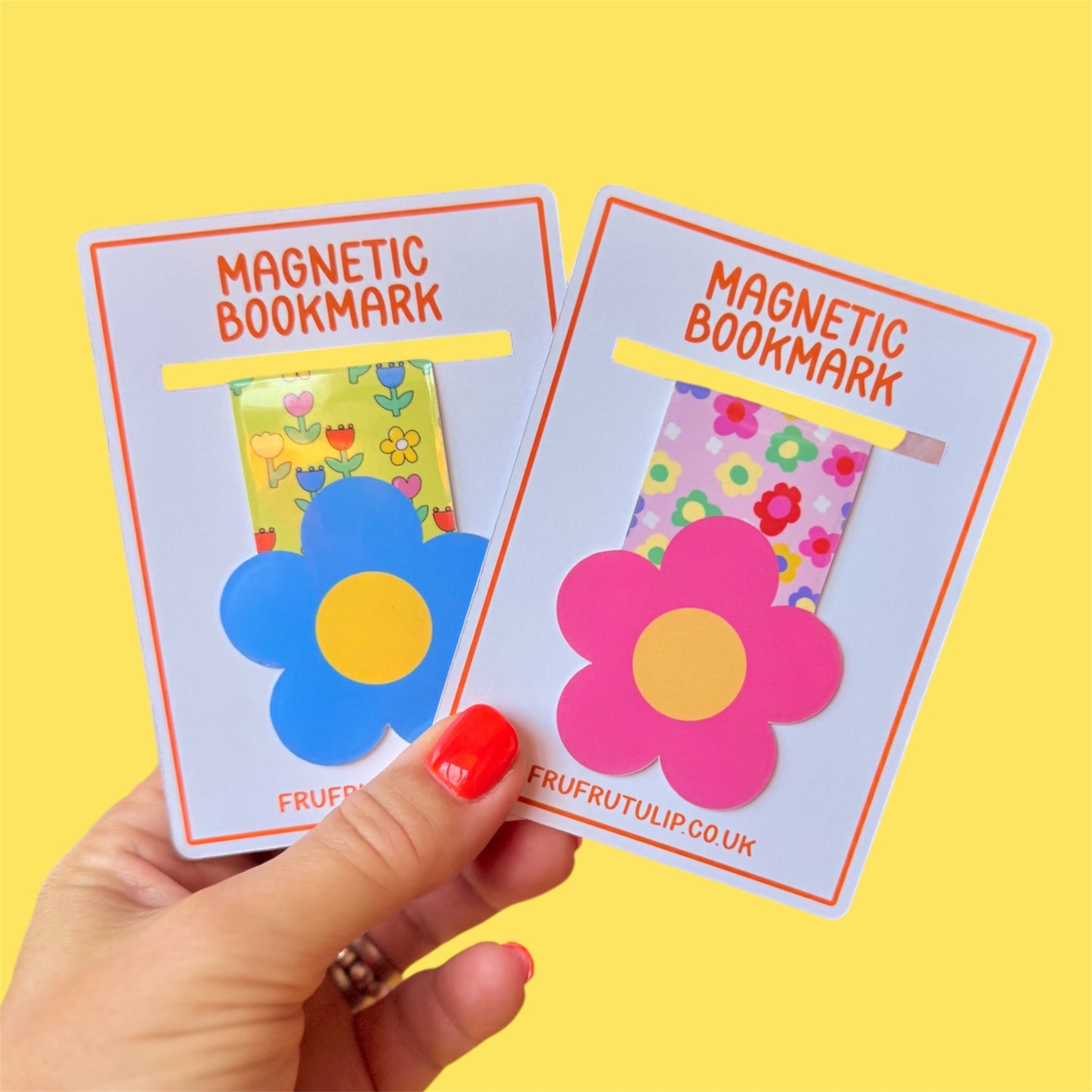 Magnetic Bookmark, Retro Flower Colourful Design