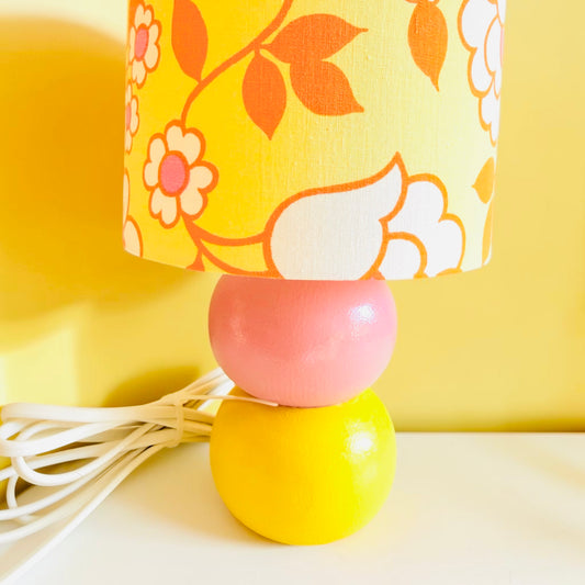 Small Handmade Yellow and Pink Table Lamp
