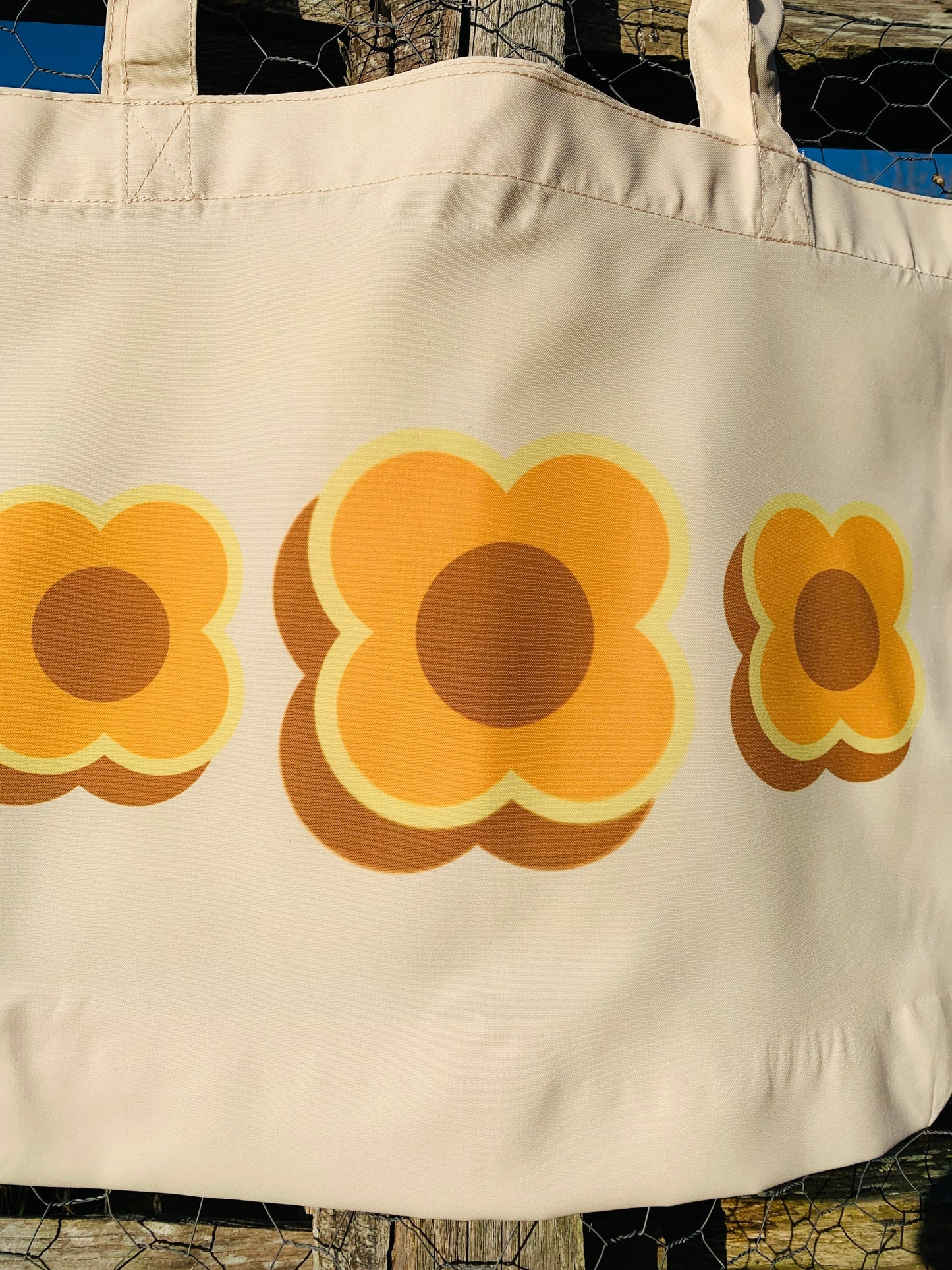 Large Tote Bag retro Flower Design
