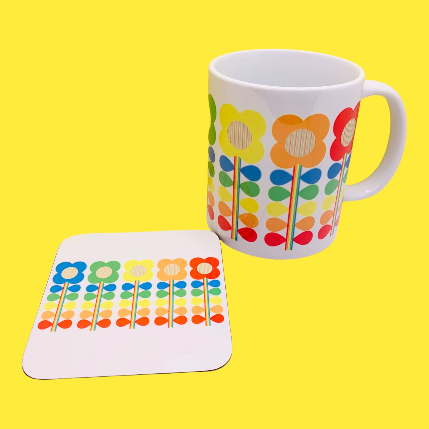 Retro Rainbow Flower Mug