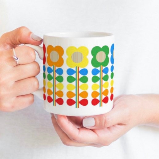 Retro Rainbow Flower Mug