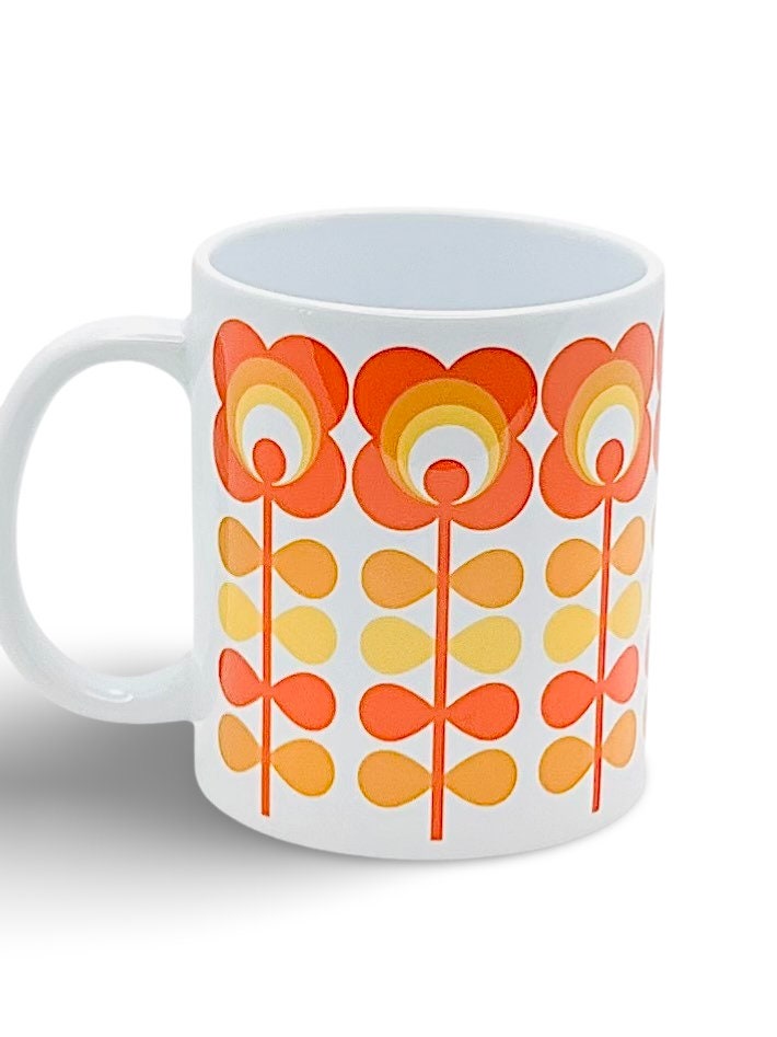 Orange Retro Flower Mug
