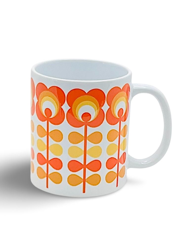 Orange Retro Flower Mug