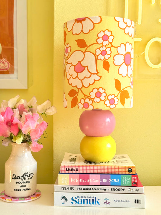 Small Handmade Yellow and Pink Table Lamp