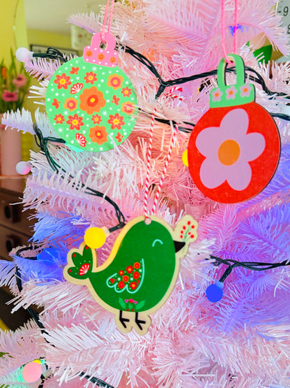 Wooden Hanging Christmas Tree Set of Three