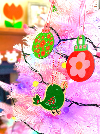 Wooden Hanging Christmas Tree Set of Three