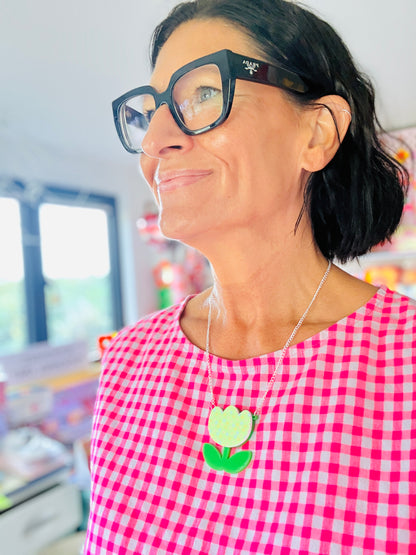 Laser Cut Acrylic Tulip Necklace,