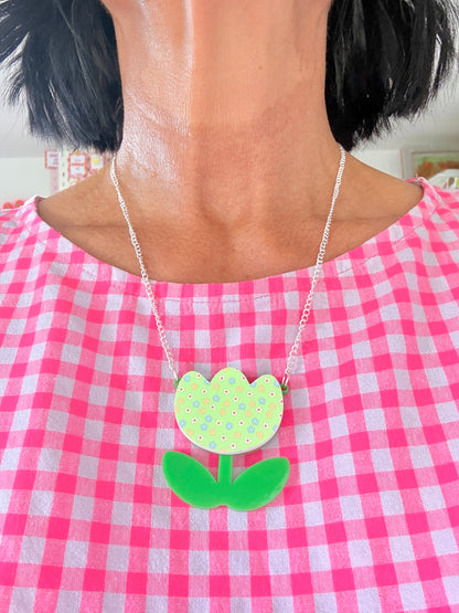 Laser Cut Acrylic Tulip Necklace,