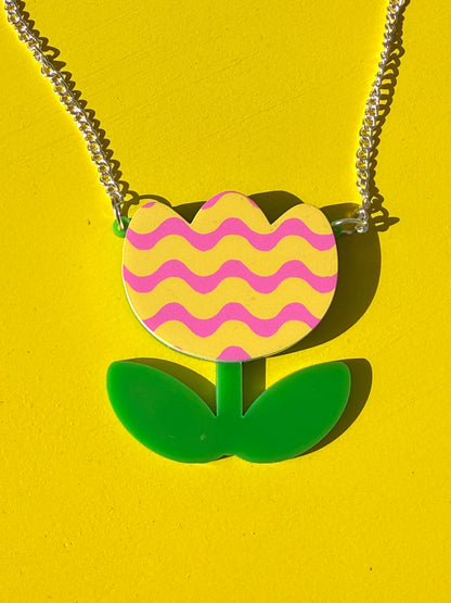 Laser Cut Acrylic Tulip Necklace,