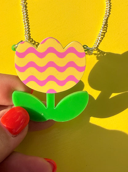 Laser Cut Acrylic Tulip Necklace,