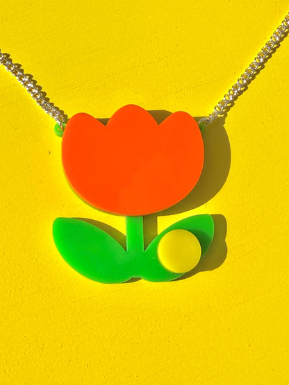 Laser Cut Acrylic Tulip Necklace,