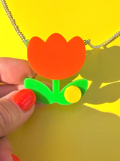 Laser Cut Acrylic Tulip Necklace,