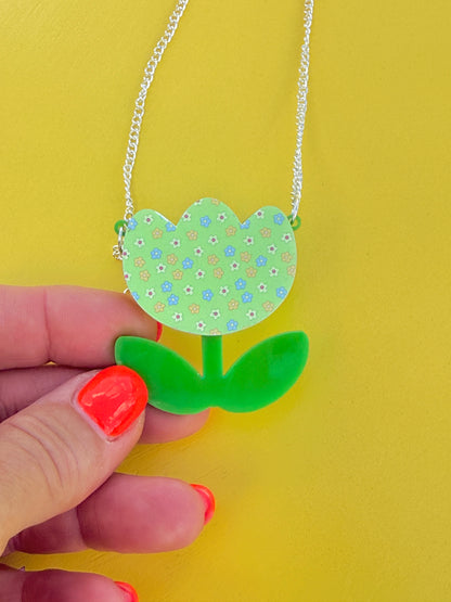 Laser Cut Acrylic Tulip Necklace,