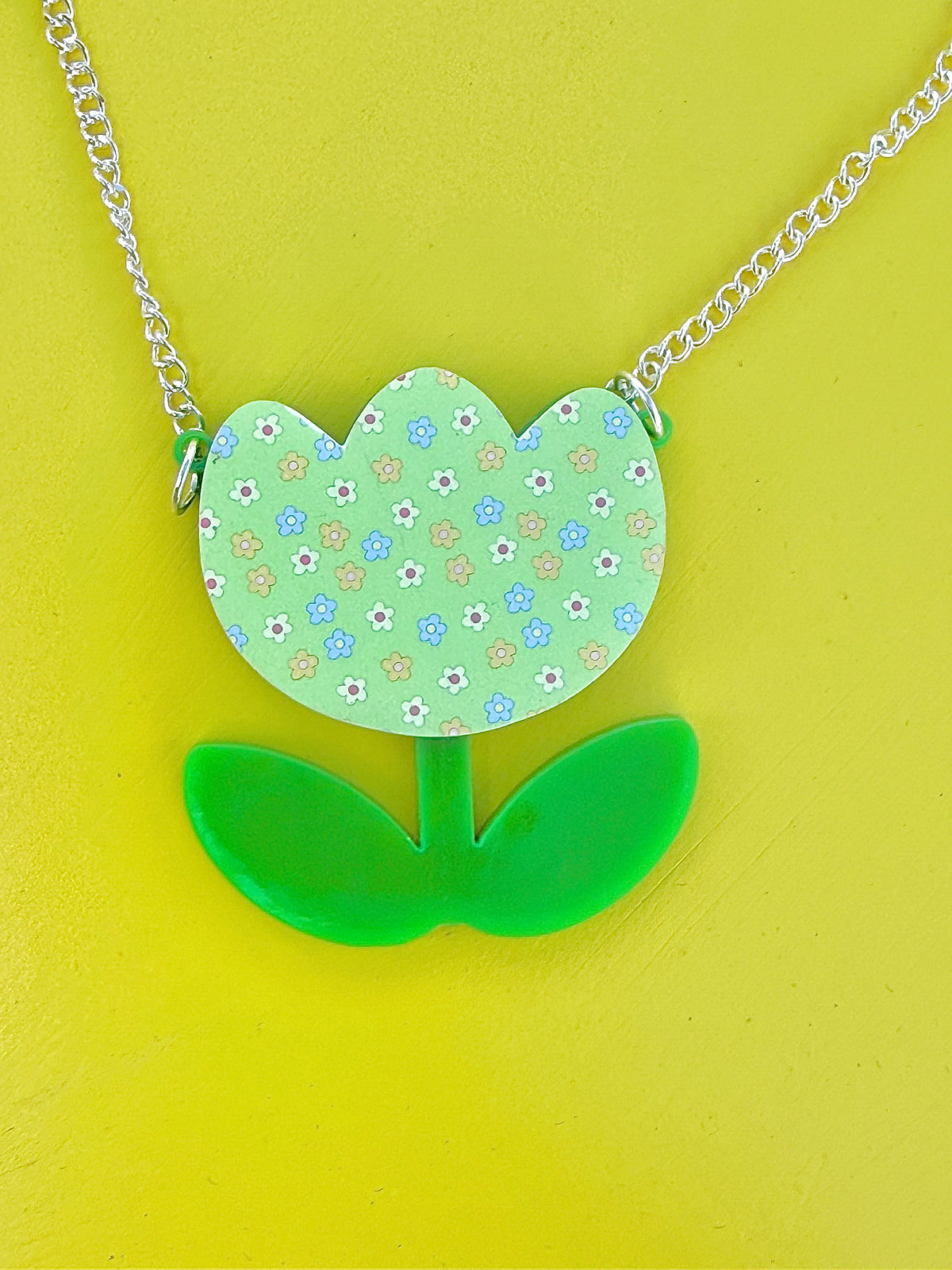 Laser Cut Acrylic Tulip Necklace,