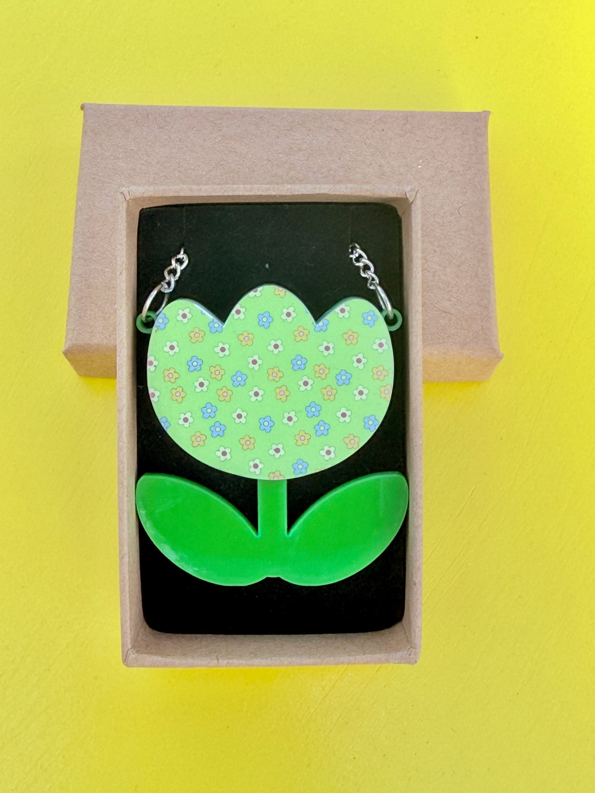 Laser Cut Acrylic Tulip Necklace,