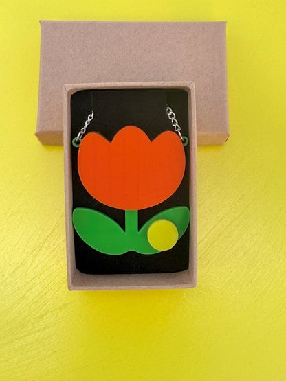 Laser Cut Acrylic Tulip Necklace,