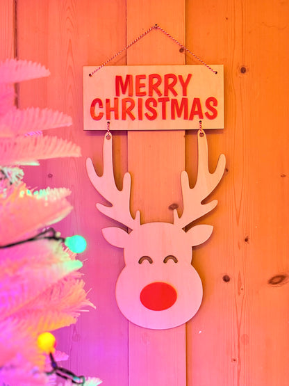 Christmas Reindeer Wall Decoration, Fun Festive Wall Hanging