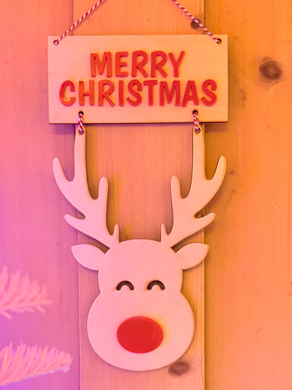 Christmas Reindeer Wall Decoration, Fun Festive Wall Hanging
