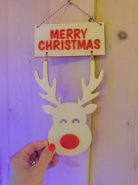 Christmas Reindeer Wall Decoration, Fun Festive Wall Hanging