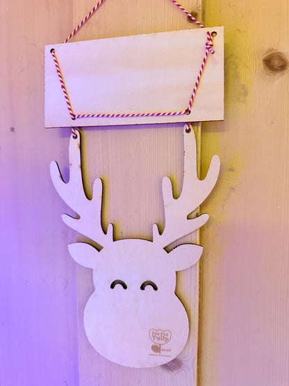 Christmas Reindeer Wall Decoration, Fun Festive Wall Hanging