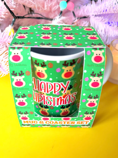 Christmas Mug and Coaster Gift Set, Secret Santa Gift, Stocking Filler