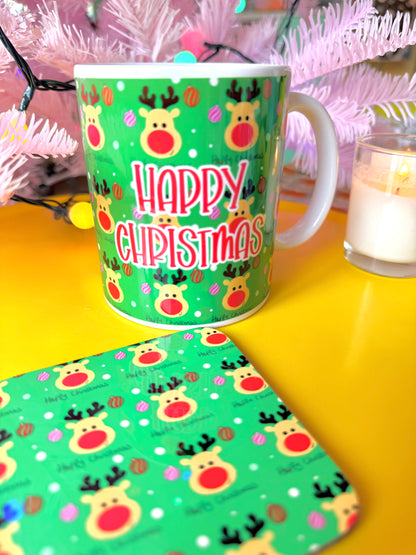 Christmas Mug and Coaster Gift Set, Secret Santa Gift, Stocking Filler