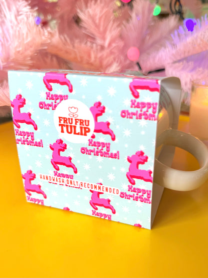 Kitsch Christmas Deer Mug and Coaster Set, Secret Santa Gift